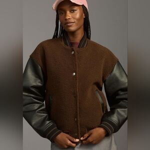 Brown Sherpa Bomber Jacket